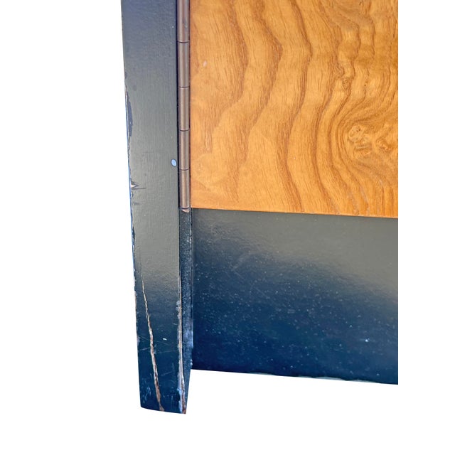 Wood Vintage Milo Baughman Style Burl and Black Nightstands or End Tables in Modern Design For Sale - Image 7 of 7