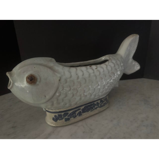 Vintage Chinese Export Stoneware Koi Planter For Sale - Image 12 of 12