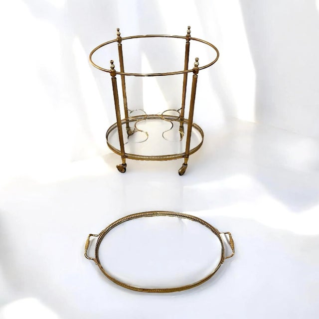 Maison Baguès Vintage French Brass Bar Cart from Maison Baguès For Sale - Image 4 of 11