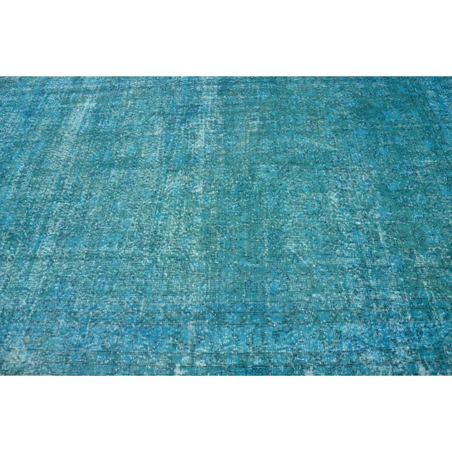1960s Oversized Turkish Oushak Turquoise Rug - 6′6″ × 10′1″ For Sale - Image 5 of 6