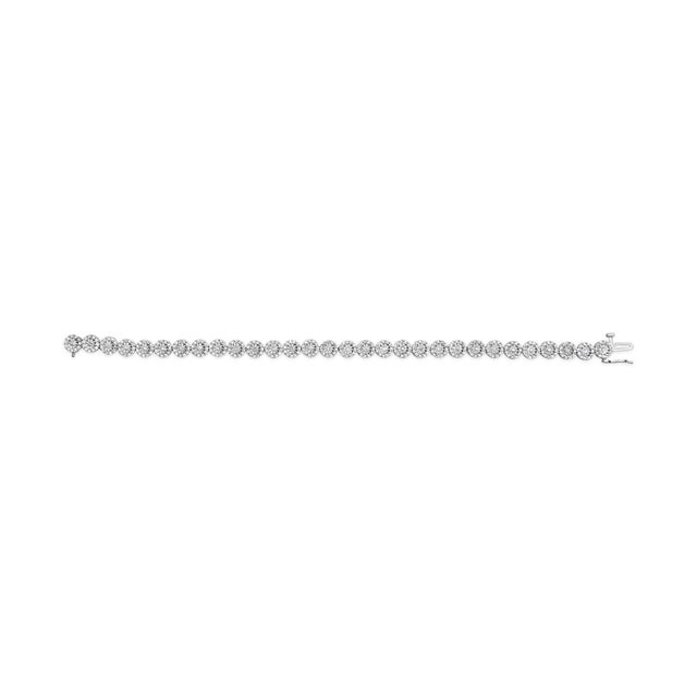 Haus of Brilliance 14K White Gold 2.00 Cttw Diamond Halo Link Tennis Bracelet (H-I Color, I1-I2 Clarity) - 7" Inches For Sale - Image 4 of 6