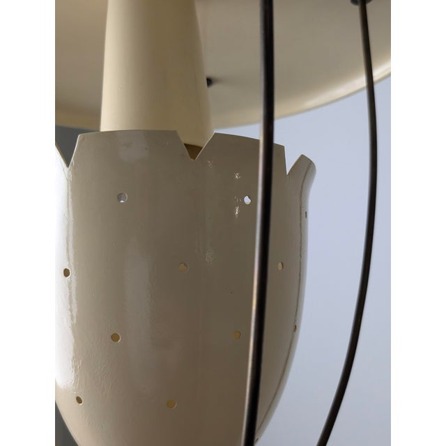 Metal Italian Perforated Metal Pendant Lamp with Brass Details, 1940s For Sale - Image 7 of 13