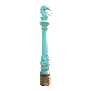 Cast Iron Horse Head Hitching Post With Lion Heads C1880 For Sale