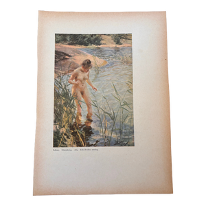 The Reflection by Anders Zorn Original Published Color Lithograph, Female Nude, Printed in Sweden 1928