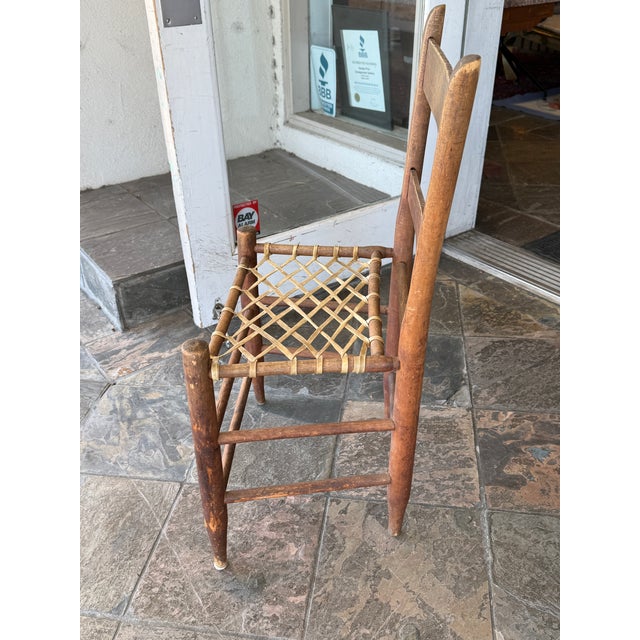 19th Century Antique Ladderback + Rawhide Seat Side Chairs, Set of 2 For Sale - Image 9 of 12
