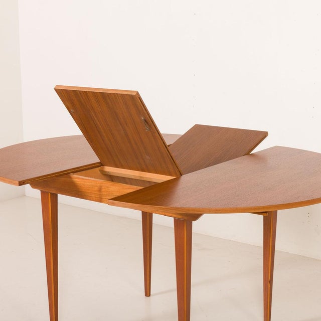 Brown Scandinavian Round Teak Table with Hidden Extension, 1970s For Sale - Image 8 of 18