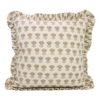 Fabdivine Elegant Block Printed Frill Cushion Cover 12x20 Inch Duck Canvas- Kohinoor For Sale