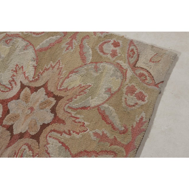 2010s Rug & Kilim’s Aubusson Flat Weave Style Rug, Beige-Brown, Pink Floral Pattern For Sale - Image 5 of 7
