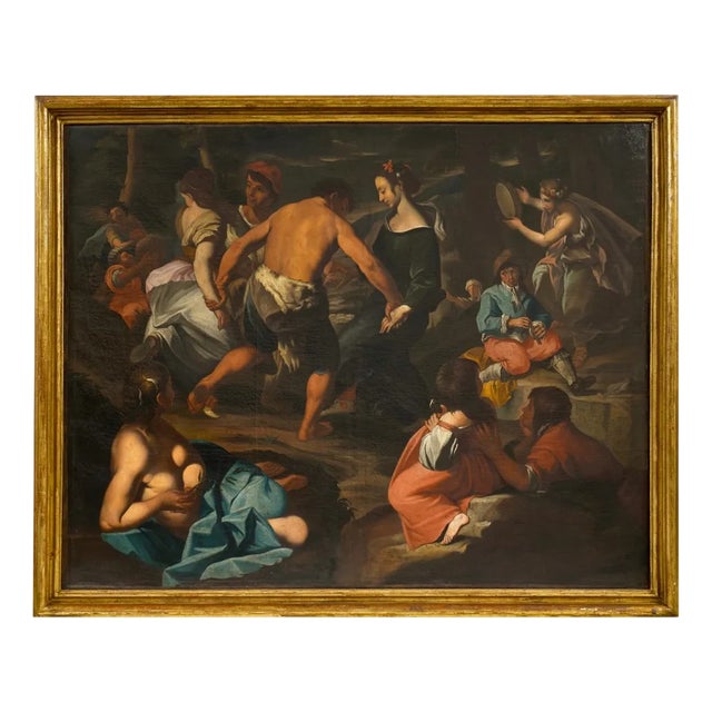 After Francesco Guarini, Country Scene with Musicians, 1680, Oil on Canvas, Framed For Sale