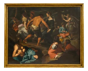 After Francesco Guarini, Country Scene with Musicians, 1680, Oil on Canvas, Framed