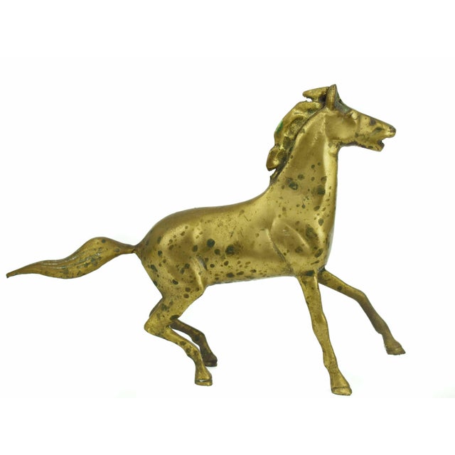 Mid-Century Modern Mid 20th Century Solid Brass Running Stallion Horse Ranch Equestrian Sculpture For Sale - Image 3 of 7