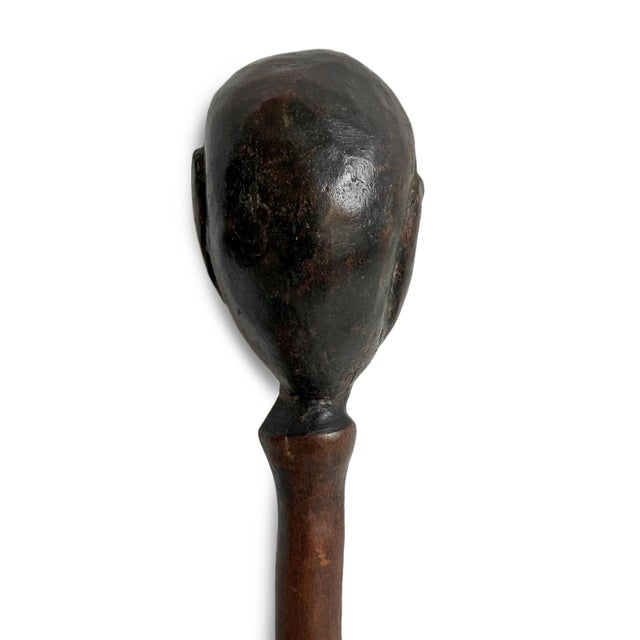 Mid 20th Century Vintage African Lega Wood Stopper Head For Sale - Image 5 of 5