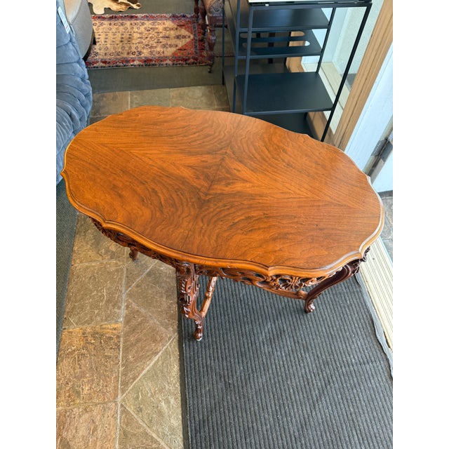 Italian Hand Carved Walnut Side Table For Sale - Image 4 of 12
