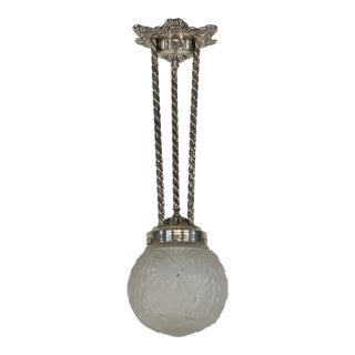 Petitot & Muller Freres French Art Deco Pendant Light 1930s - 2 Available For Sale