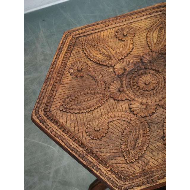 Antique Central European Hand-Carved Beech Side Table, 1890s For Sale - Image 6 of 12