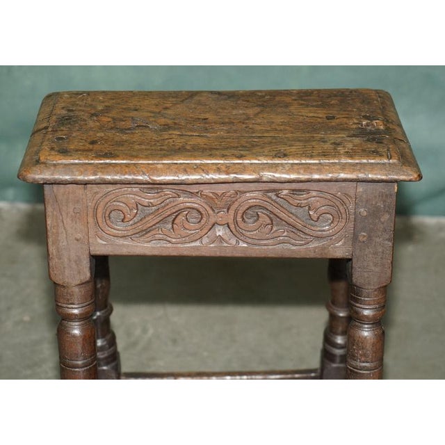 Charles II Carved Oak S-Scroll Stool, 1660s For Sale - Image 15 of 18