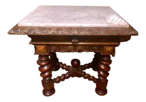Late 19th Century Antique Portuguese Carved Side Table