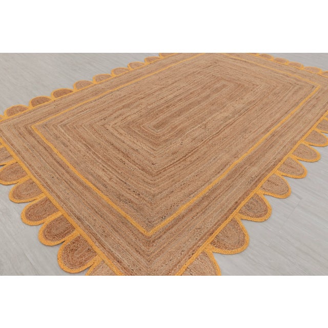 Orange Scallop Jute Handmade Rug 9'x12' Ft. For Sale - Image 6 of 10