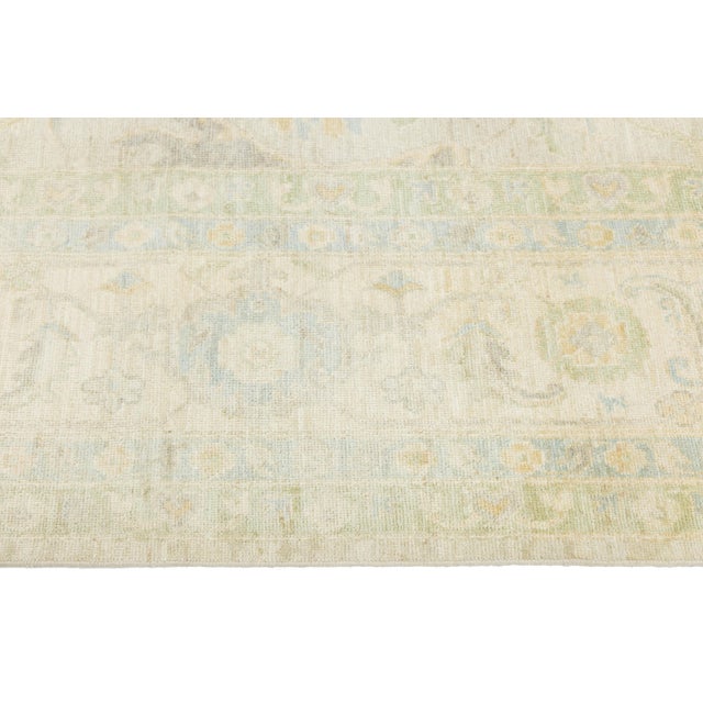 Modern Oushak Style Hand-Knotted Wool Rug in Ivory, Sage, and Soft Gold 12x15 For Sale - Image 10 of 11
