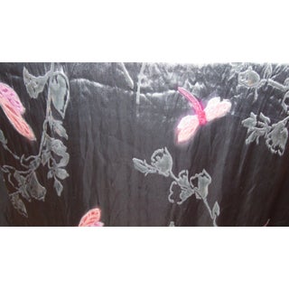 Silk Charmeuse in Gun Metal Gray With Pink Dragonflies Fabric, 5 Yards For Sale
