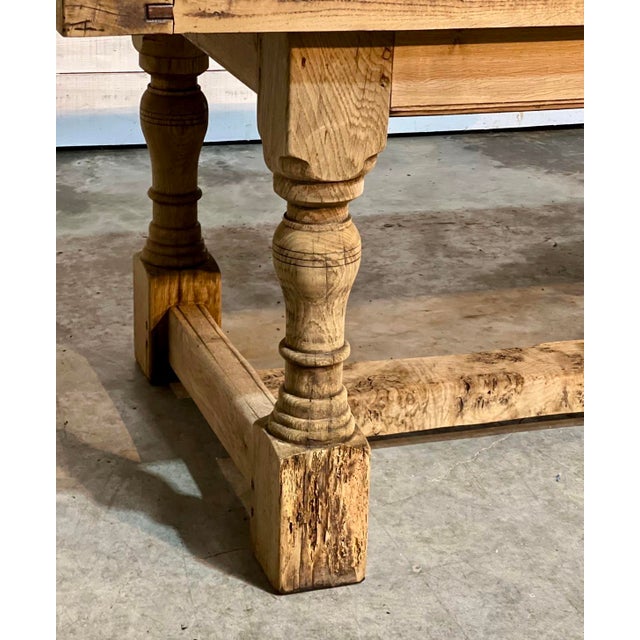 Bleached Oak Farmhouse Dining Table, 1925 For Sale - Image 4 of 18