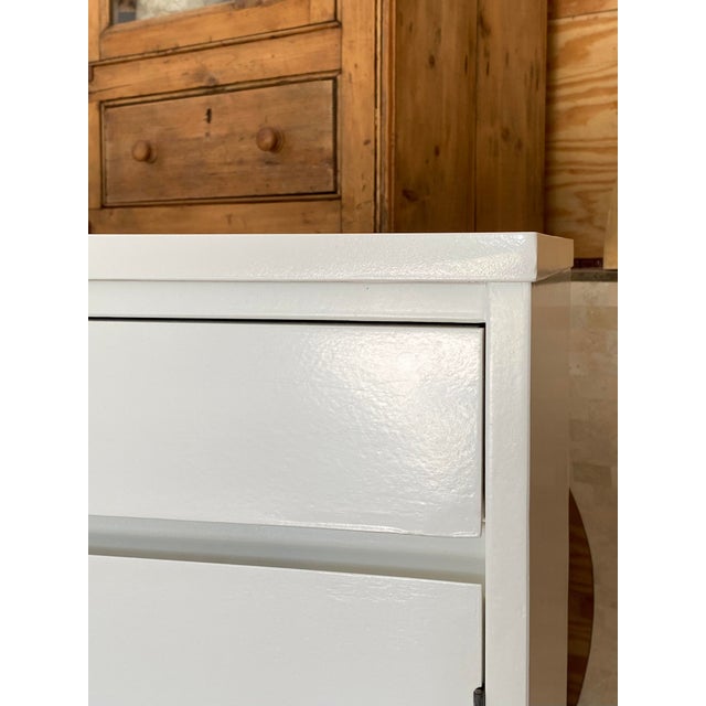 Wood Glossy Alabaster White 1950s Lab Cabinet Nightstands, a Pair For Sale - Image 7 of 18