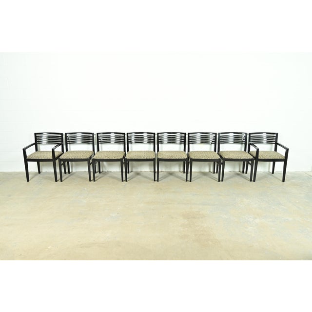 Mid-Century Modern Knoll Postmodern Black Lacquered Ricchio Dining Chairs, Set of Eight For Sale - Image 3 of 15