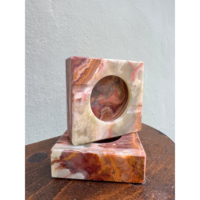 Hollywood Regency Vintage Italian Onyx Stone Catchall Trinket Tray, a Pair — Mid-Century Modern For Sale - Image 3 of 8