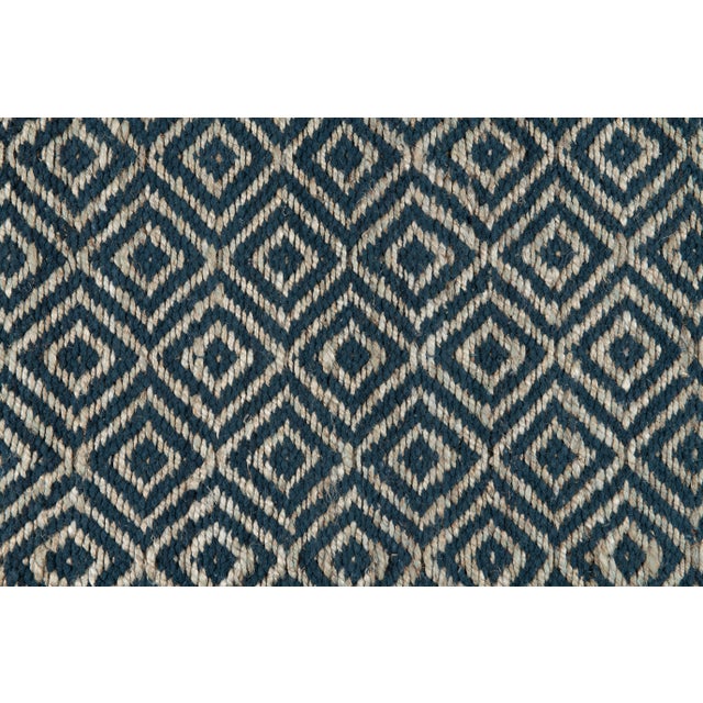 Transitional Part & Parcel Goods Textured Diamond Runner, 2’6”x8', Sky Blue and Sapphire For Sale - Image 3 of 4