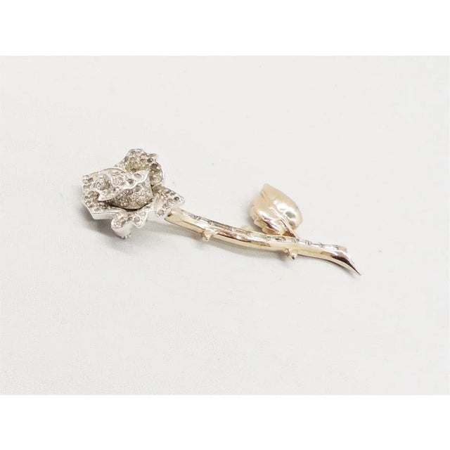 Metal Vintage Signed Jomaz Rose Detachable Stem Brooch For Sale - Image 7 of 10