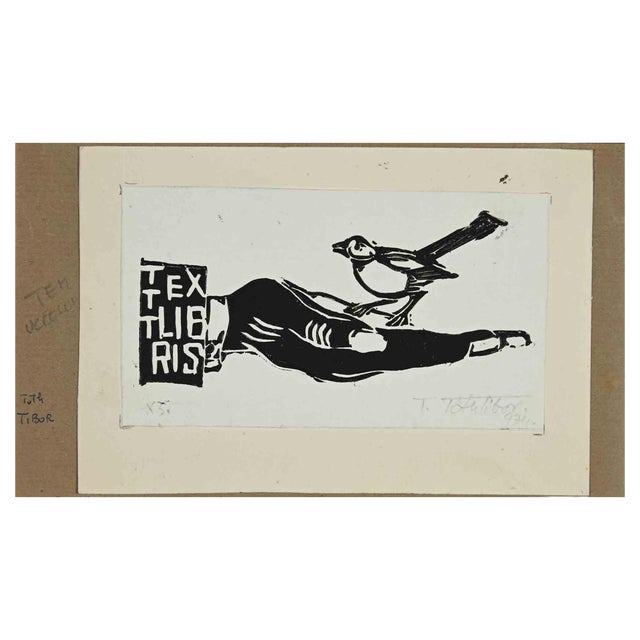 Turi Toth Tibor, Ex- Libris Turi Toth Tibor, Woodcut, 1970s For Sale