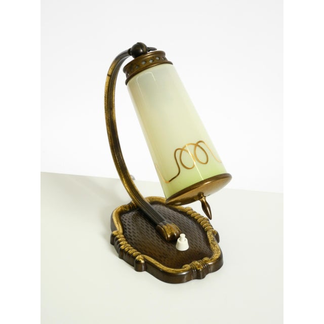 Brass Table Lamp with Glass Shade, 1940s For Sale - Image 10 of 18