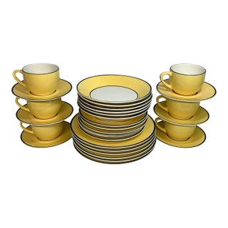 Vintage Ironstone Dinnerware Set of 24 Pieces "Spa Bright Yellow" Pattern by Pagnossin Treviso For Sale
