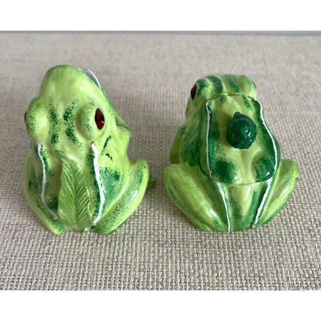 Boho Chic Italian Frog Sugar Bowl and Creamer Set For Sale - Image 3 of 12