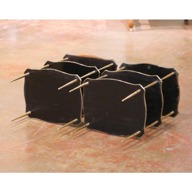 Pair of Napoleon III French Brass and Black Lacquer Three-Tier Side Tables For Sale - Image 11 of 11