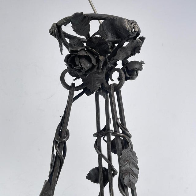 Metal Art Deco Chandelier from Dégue, 1930s For Sale - Image 7 of 11