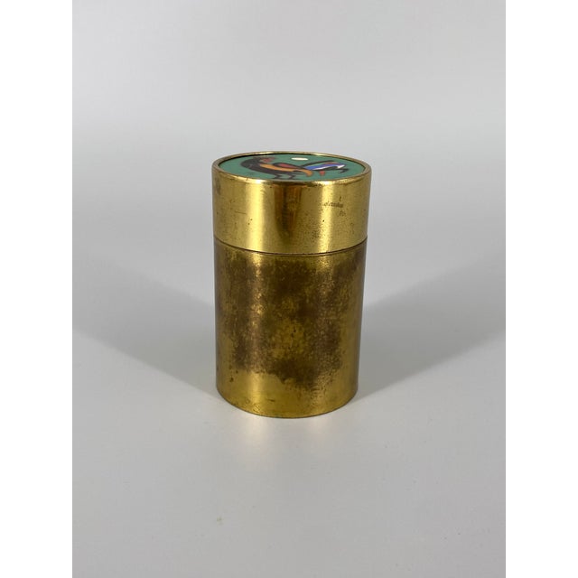Art Deco Cylindrical Brass Cigarette Case, 1920s For Sale - Image 4 of 15