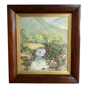Listed British Artist Bernard Harper Wiles 1883-1966 - Framed Original Watercolor of Bridge Over a River in England