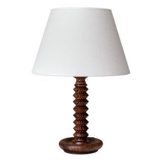 Sculptural Table Lamp in Ash Wood attributed to Charles Dudouyt, France, 1950s For Sale