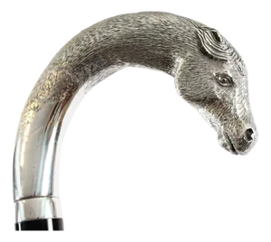 Vintage Silver Horse Head Ebonized Walking Cane, 2012