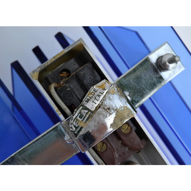 Veca Blue Mid-Century Modern Glass Chrome Wall Sconce, Light Fixture Italy For Sale - Image 9 of 11