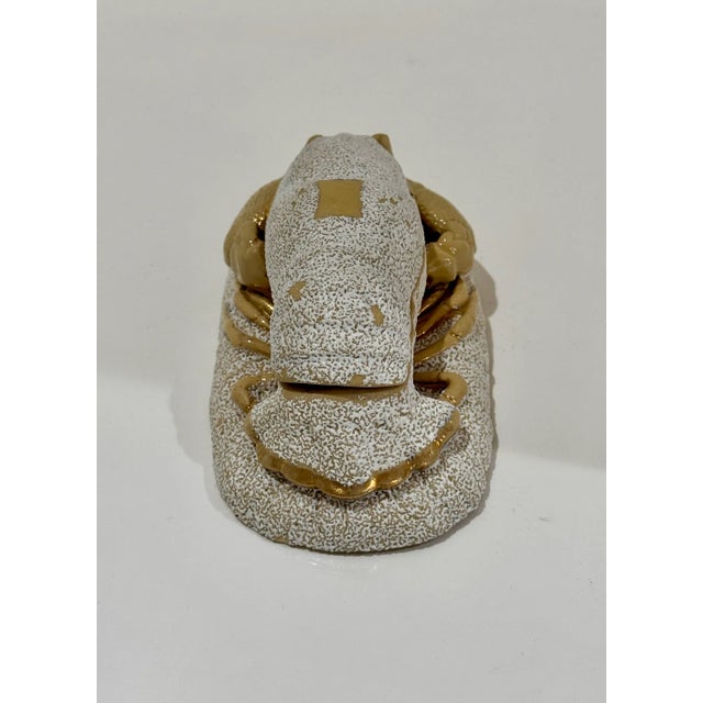 Charming vintage Italian majolica crab-form lidded box, featuring a finely sculpted shell and claws with a tactile...