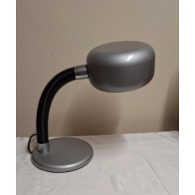 Vintage German Adjustable Desk Lamp with a Silver-Colored Frame and Plastic-Coated Flex Arm from Ep-Leuchten, 1980s For Sale - Image 6 of 8