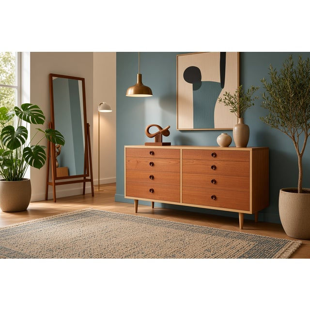 Vintage Double Chest of 8 Drawers in Teak and Oak by Børge Mogensen for Karl Andersson & Söner, 1960s For Sale - Image 15 of 18