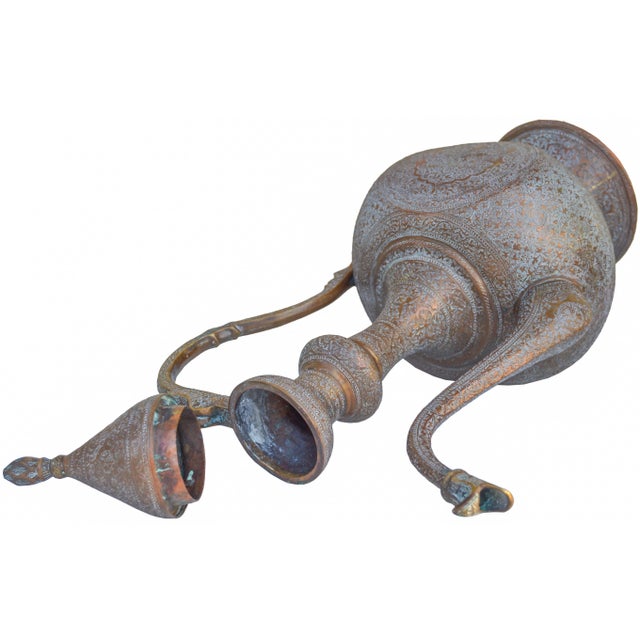 Early 20th Century Antique Engraved Copper Pitcher For Sale - Image 5 of 6