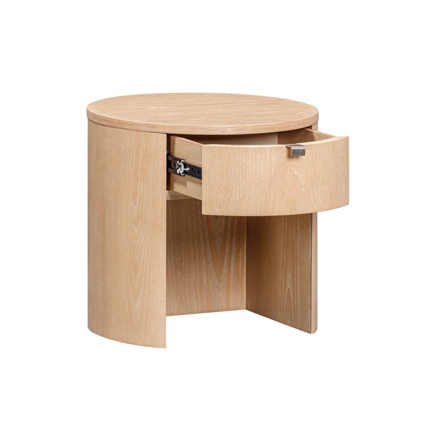 Marlow Natural Wood Round Nightstand For Sale In Los Angeles - Image 6 of 9