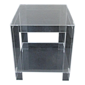 MCM Hollywood Regency Clear Lucite Acrylic Two-Tier Square Side Table