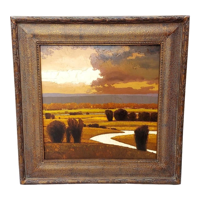 Tony King Large Oil Painting Signed Landscape Road Southwest Western Country Moody Warm For Sale