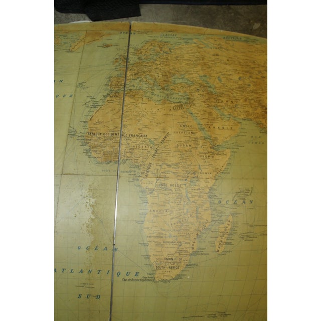 Mid 20th Century 20th Century Large Vintage Oval Wall Map of the World Globe Conference Table For Sale - Image 5 of 12