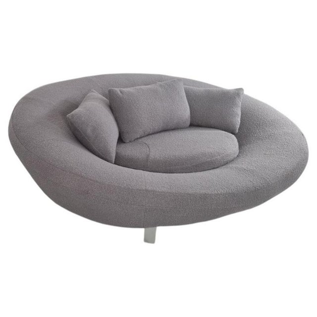Oval DS-152 Lounge Sofa in Grey Bouclé Fabric from de Sede For Sale - Image 3 of 7